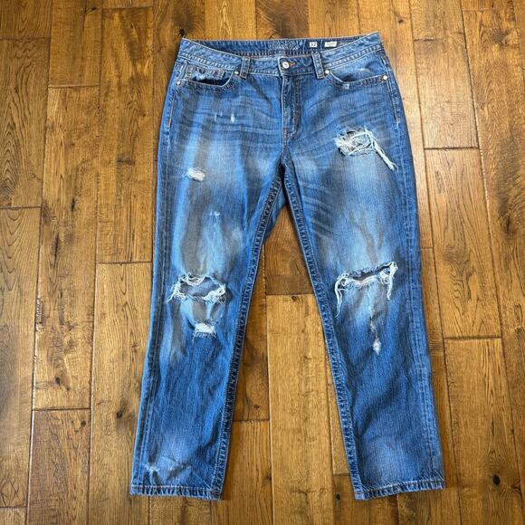 Miss Me Denim - Miss Me Boyfriend Ankle Jeans Womens Sz 32x28 Distressed Mid Rise JB5151A269